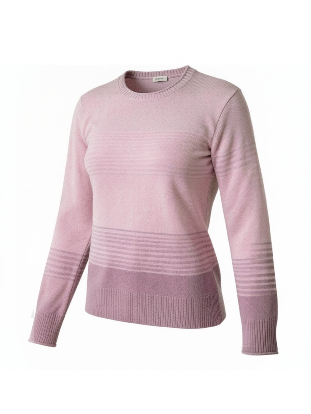 Light Pink Striped Crewneck Sweater - Women